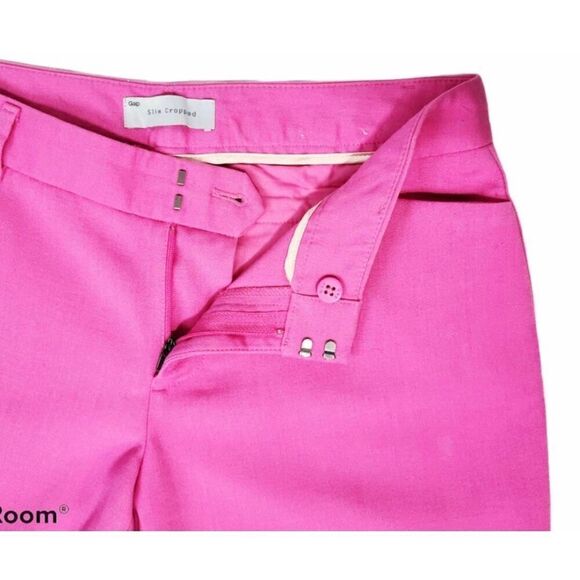 GAP Bubblegum Barbie Pink Twill Slim Cropped Pant Women Size 2 Fun Spring - Picture 6 of 16